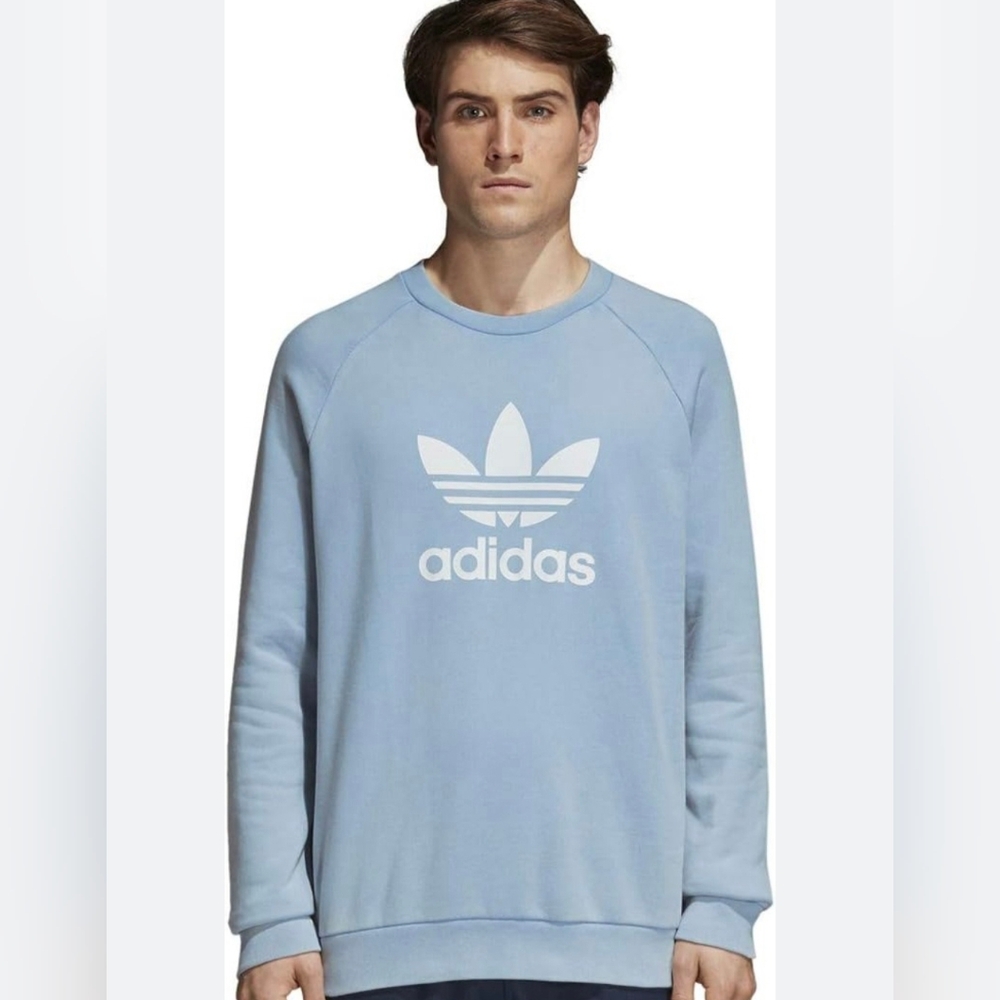 Adidas Men's Light Blue Crewneck Sweater